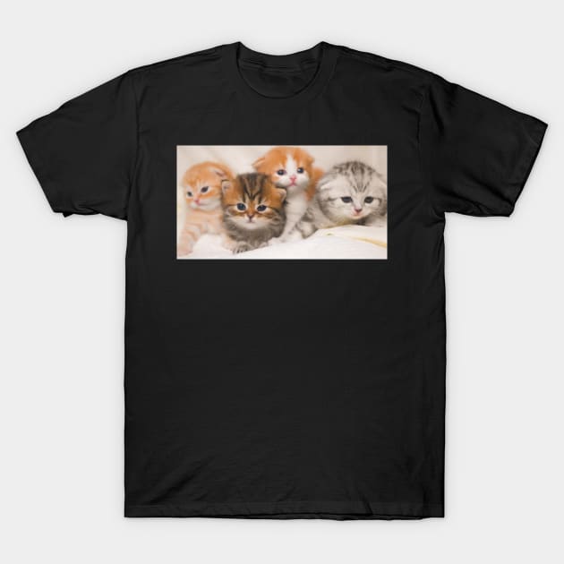 the 4 little cute cats T-Shirt by kunasin